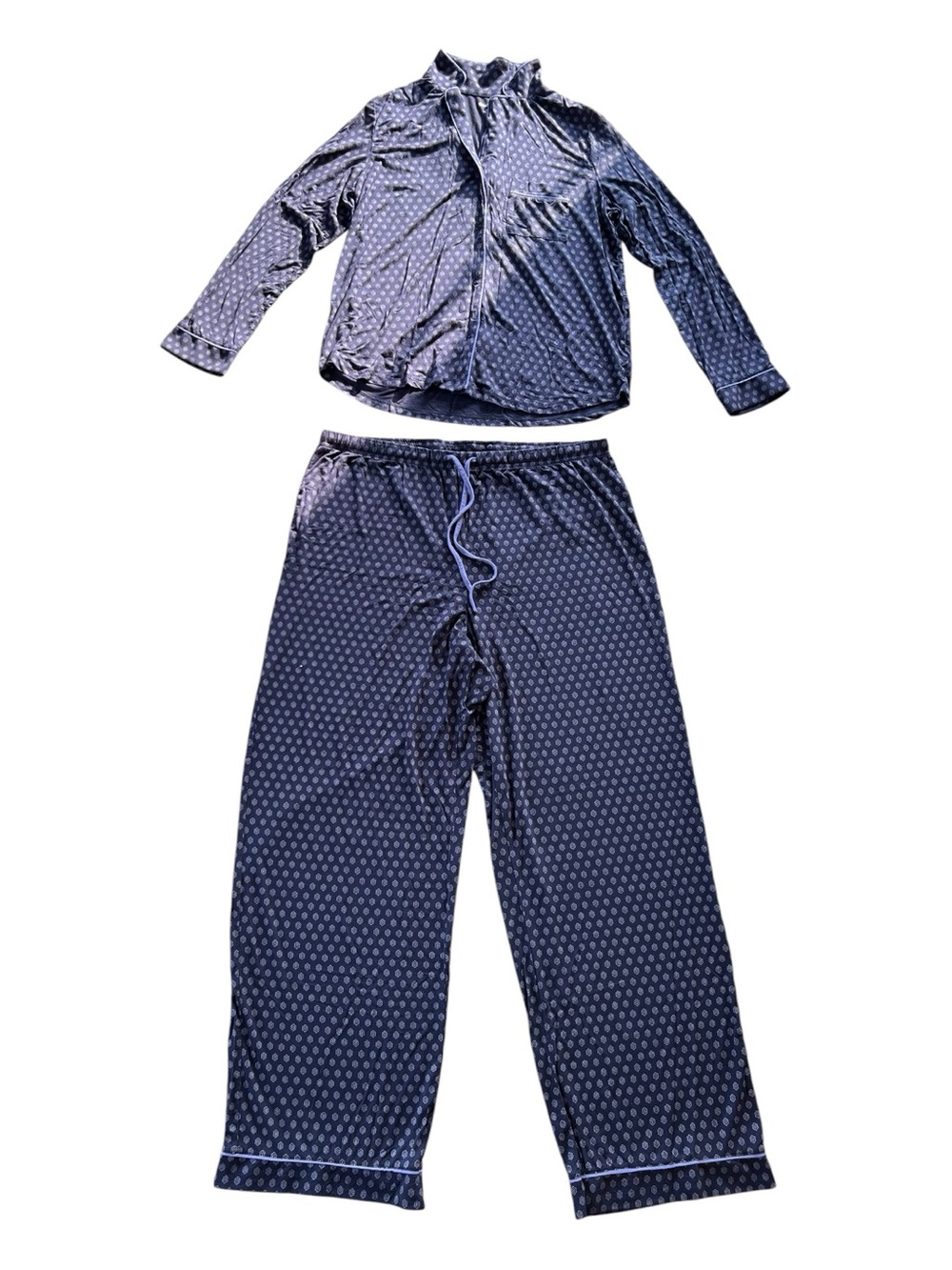 Lounge Set - SoftMade Modal Navy Patterned Set - Picture 3 of 6